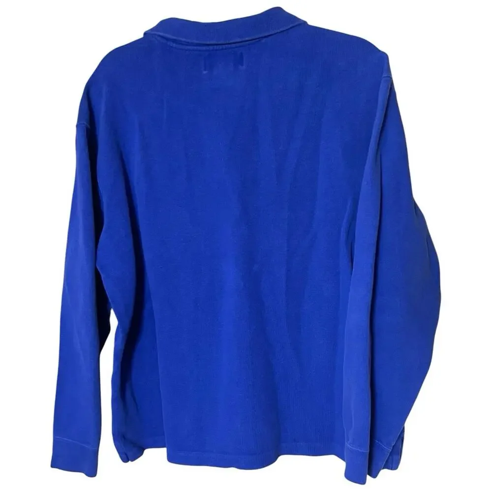 VTG Polo Ralph Lauren Large Estate Rib Royal Blue 1/4 Zip Preppy Coastal